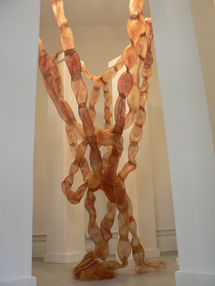 Core Issues 1. 2012. Tugboat Gallery. Nylon monofilament. Handwoven. Natural dye.