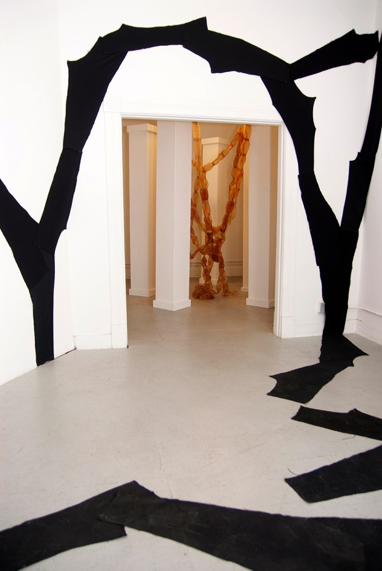 View of Core Weaving from room with Drawing with Pants. 2012.