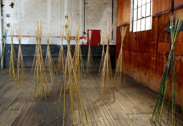 Golden Fiber, installation view at the Art Factory, Patterson, NJ. Photo: David Shapiro