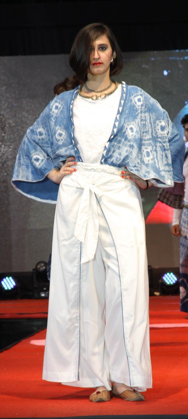 Mrs. Rinku Agrawal plays with circles, squares, and triangles on this indigo wrap.